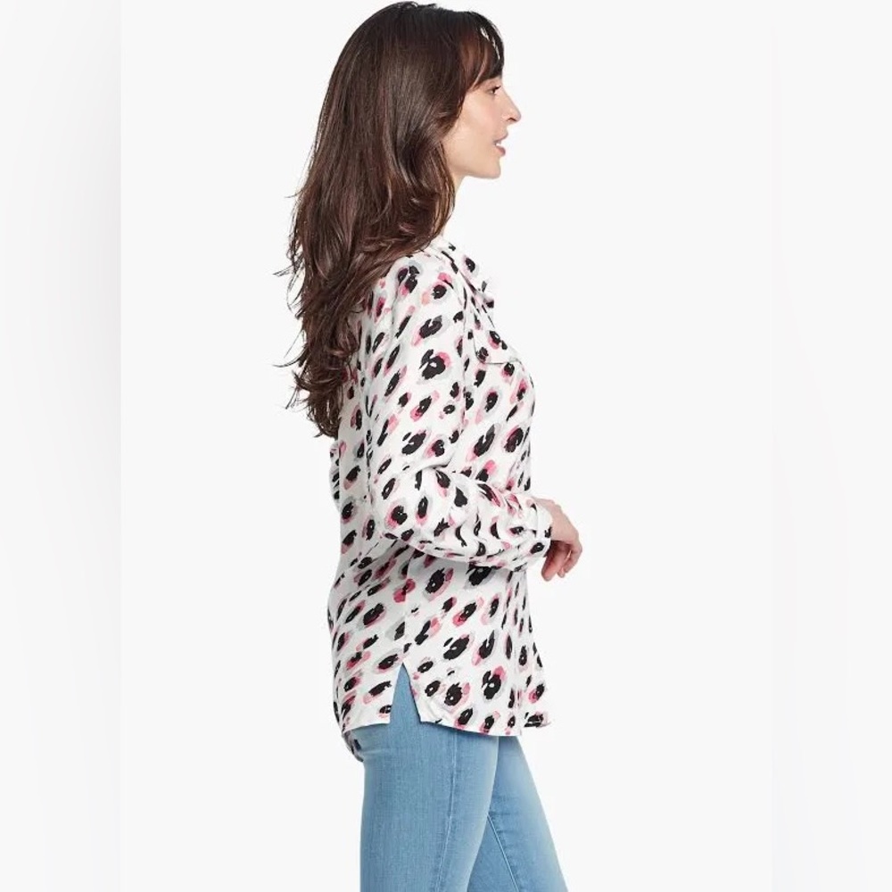 NIC+ZOE Women's Spotted Shirt XL black & pink cute leopard print 90s baggy Y2K